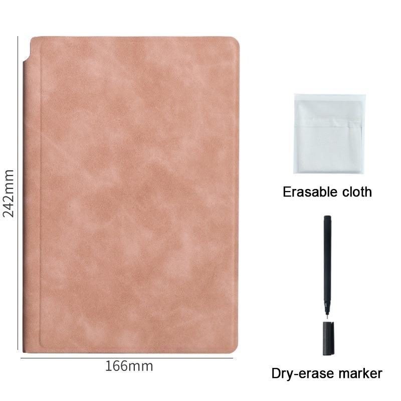 A5 Reusable Whiteboard Notebook Leather Memo Free Whiteboard Pen Erasing Cloth Weekly Planner Portable Stylish Office Notebooks