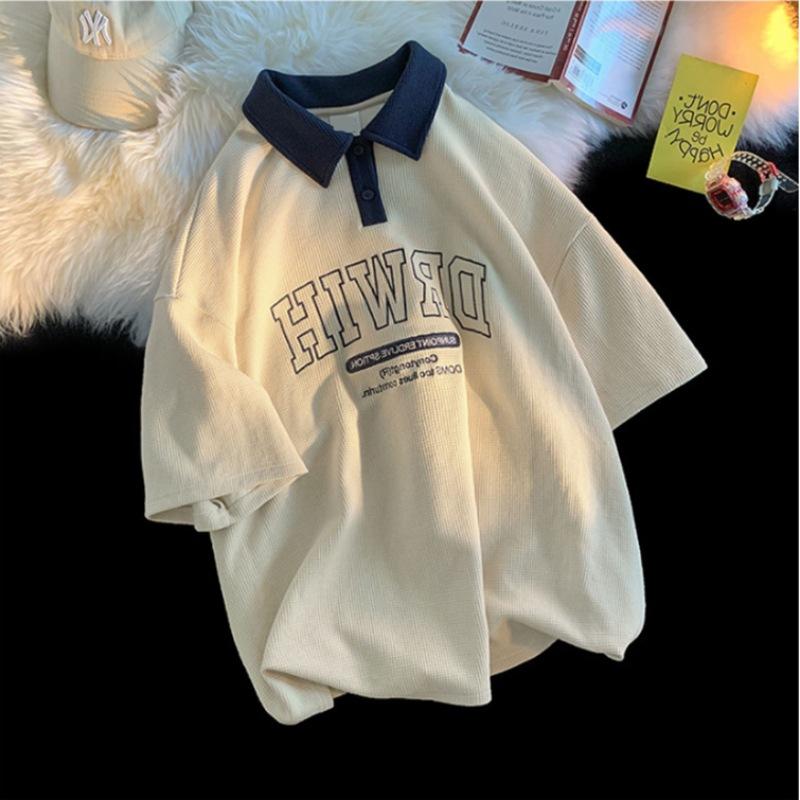 

Мужская рубашка поло свободного кроя American Vintage Waffle, дышащая, влагоотводящая - Устойчивая к сминанию, повседневная, спортивная, с коротким рукавом, с воротником M бежевый