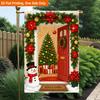 2D Flat, 2D Flat Printing Garden Flag 1pc, Christmas Door Decor Snowman Durable Single-Sided Print Yard Flag, Garden & Home Holiday Decoration, 29.97x