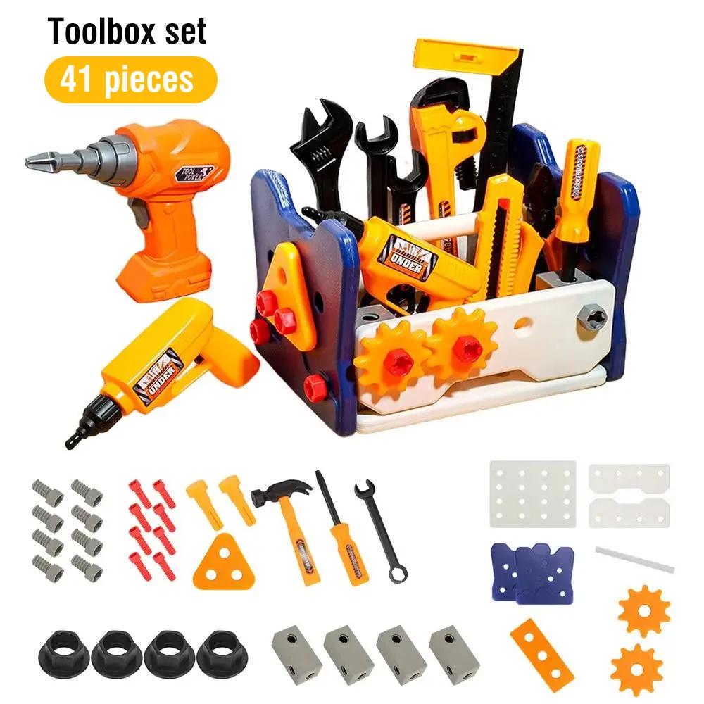Pretend Tools Kit 40Pcs Kids Play Repair Tool Set Plastic Construction Toys with Screwdrivers for Toddler Boys Girls Child