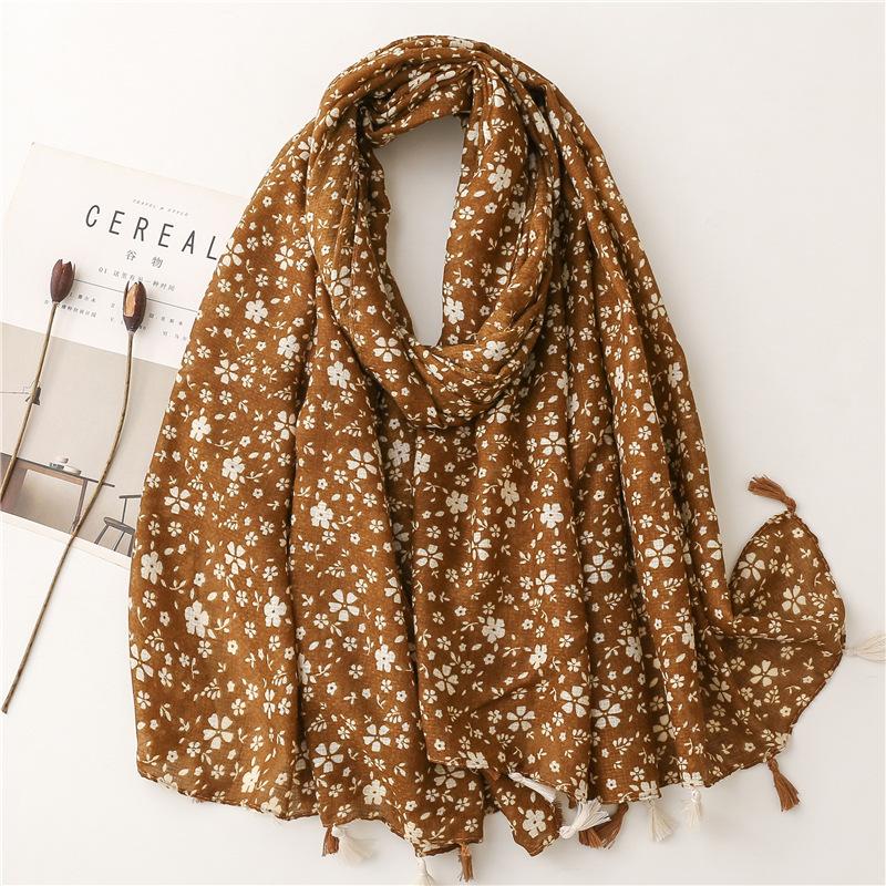 Women Spain Fashion Viscose Scarf Lovely Sunflower Tassel Shawl Wrap Neck Pashmina Stole Winter Foulard Bufandas Muslim Hijab