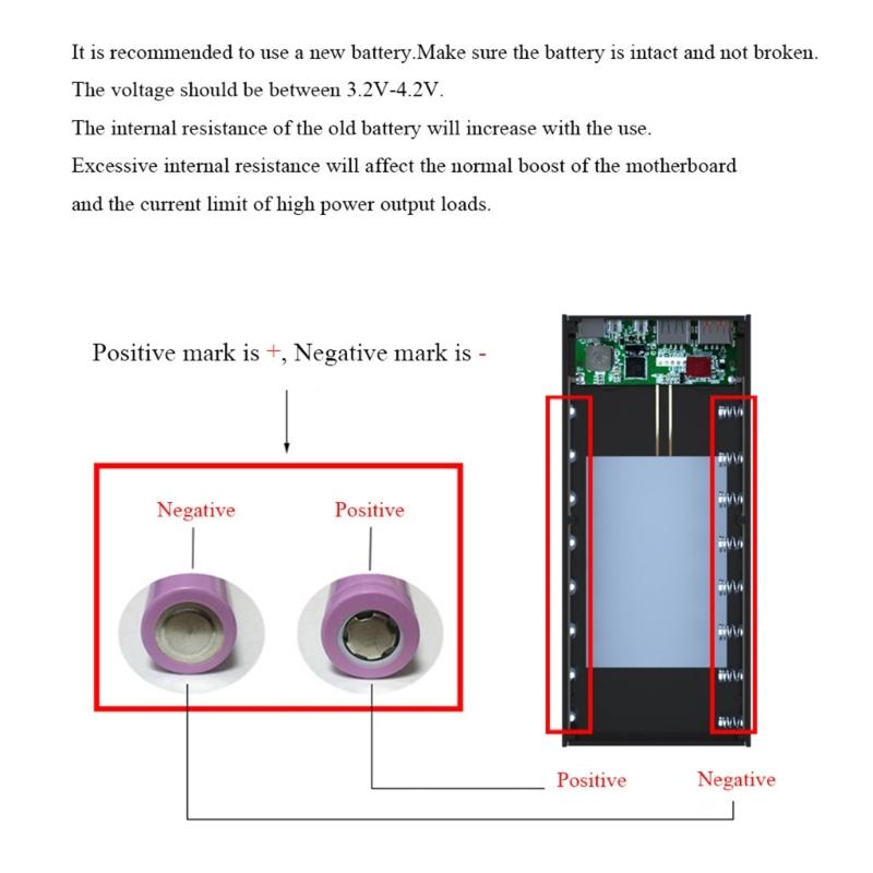 8x18650 Battery Storage Box PD Quick Charge Power Bank Case Support Wireless Charging/Quick Charging Functions