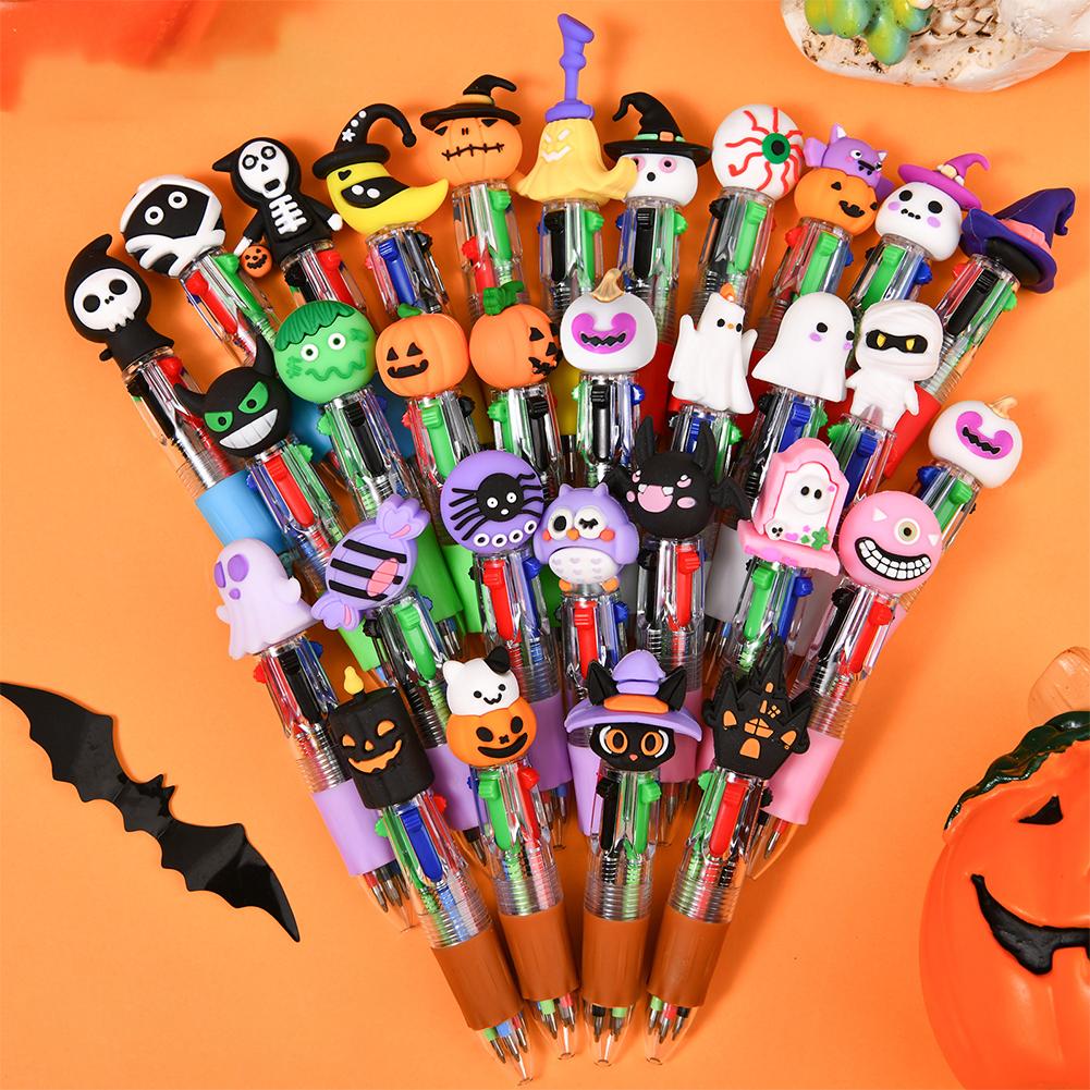 Halloween Themed Ballpoint Pens Bulk Cute Press Type Color Pen Mini Pen Smooth Writing for Halloween Gifts Back-To-School Gifts