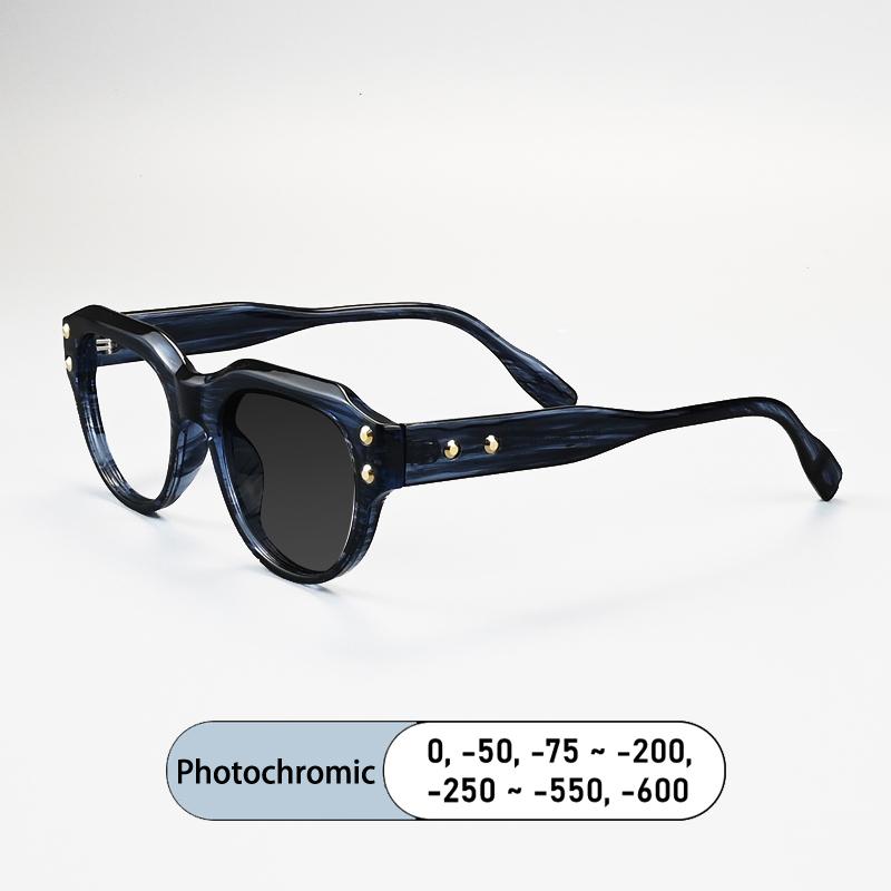 Brand Design Rice Nail Stripes Frame Men Myopia Glasses Prescription Nearsight Anti Blue Ray Women Short Light Optical Eyewear