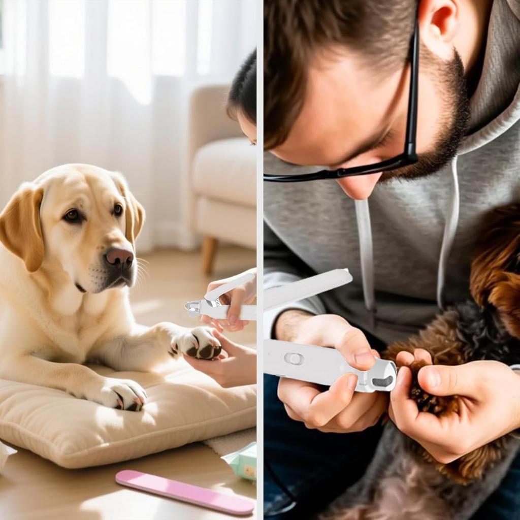 Dog Nail Clippers with LED Lights Low Noise Dog Nail Grinder with 3 Grinding Port for Large Medium Small Cats Dogs Pet Nail Trimmer Cutters