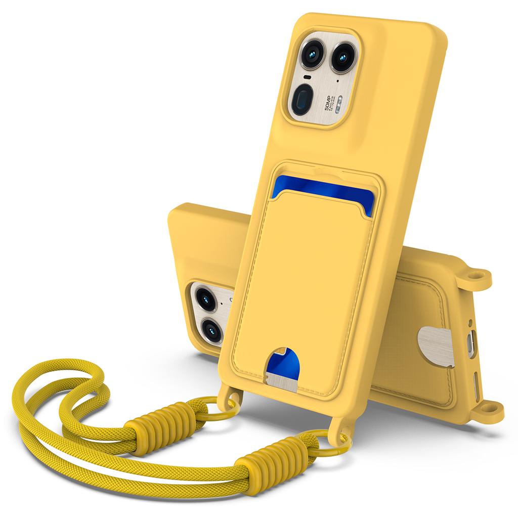 For Motorola Moto X50 Ultra 5G/Motorola Edge 50 Ultra 5G Liquid Silicone Case Phone Back Cover with Card Holder and Short Strap