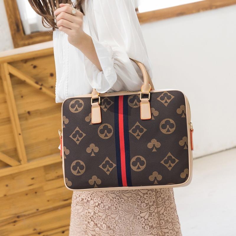 New Classic Print Portable Business Briefcase Large Capacity Computer File Bag Unisex Messenger Bag