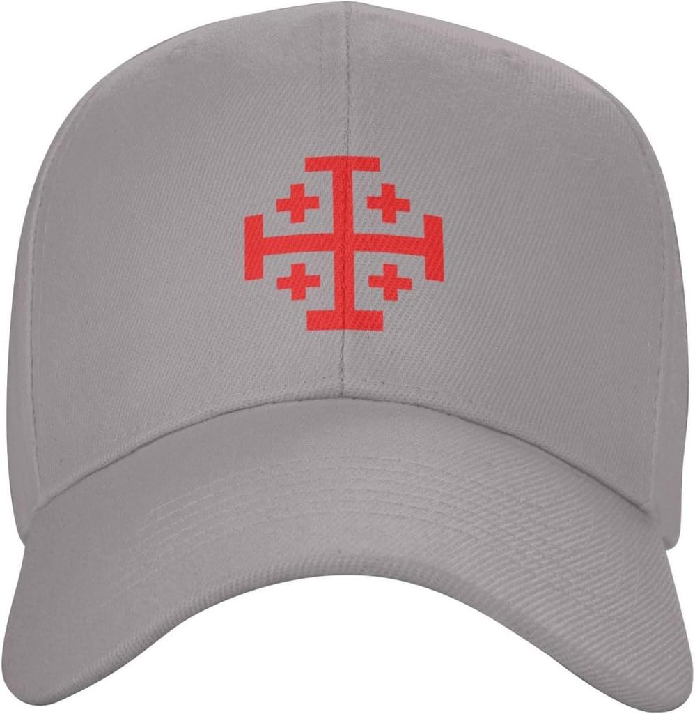 Jerusalem Cross Crusader Adjustable Baseball Cap Casual Cotton Dad Hat for Adults