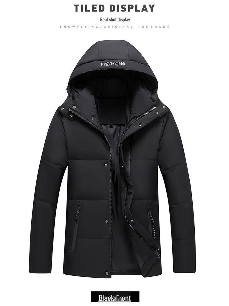 Winter Men's Business Down Jacket for Seniors - Thick, Warm, Plus Size Short Coat