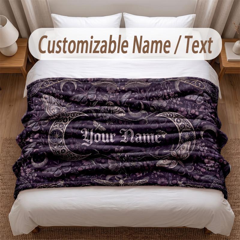 Rose Floral Theme Soft Blanket Personalized Custom Name Text Print Warm Blanket Home Sofa Bedroom Decor