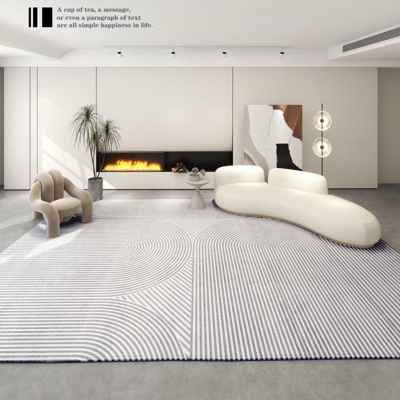 Modern Creamy Minimalist Area Rug Living Room Bedroom Soft Plush Loop Pile Non-Slip Floor Mat Easy Care