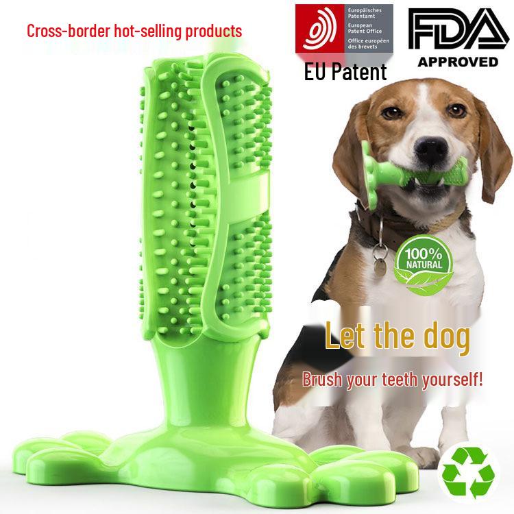 Dog Chew Stick: Bite-Resistant Rubber Toothbrush Toy for Teeth Cleaning