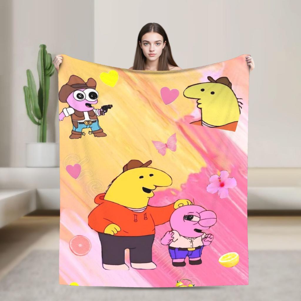 Smiling Friends Pim a Charlie Potisk Deky Pánské Dámské Super Měkké Útulné Přehozy do Obývacího Pokojí 50x60 Palců Více Velikostí