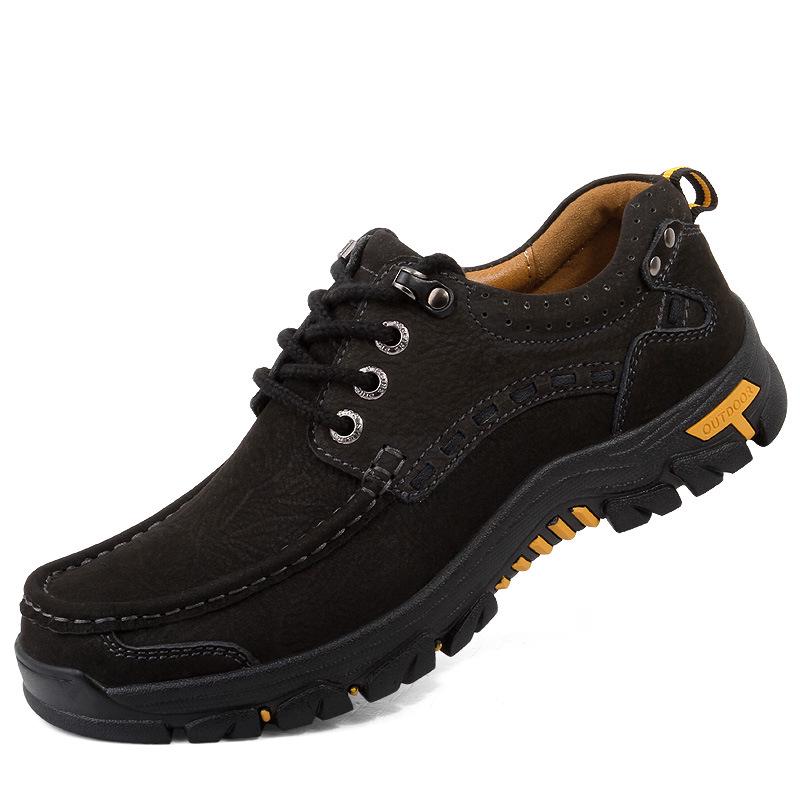 Men s Casual Leather Low-Top Workwear Shoes - Autumn/Winter Fashion, British Cowhide Style. 40 чёрный