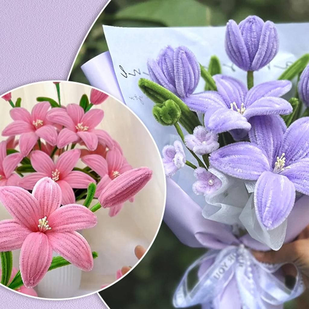 DIY Handmade Flower Craft Kit for Home Decor Simulation Flowers with Bent Wire Stems for Party Wedding Centerpieces