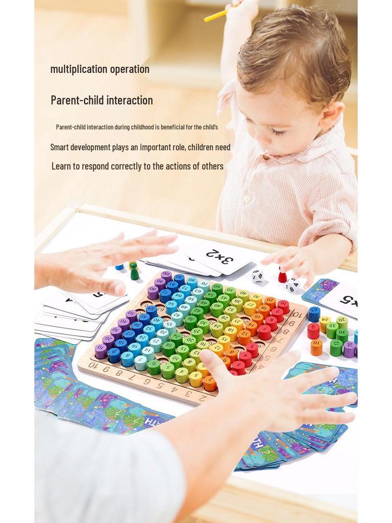 Kids 3-in-1 Multiplication Board: Early Learning Puzzle Toy for Ages 1-100