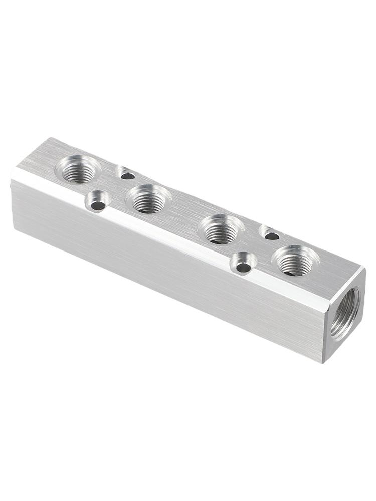 Air Hose Manifold Blocks G1 4 Port Pump Splitter Threaded Fitting High Hardness Inline Smooth Anti Oxidation Convenient Cylinder