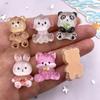 10 STÜCKE Harz Kawaii Bunte Candy Farbe Cartoon Panda Kaninchen Bär Fuchs Flatback Stein Figurine Sammelalbum Bogen DIY Handwerk Liefert