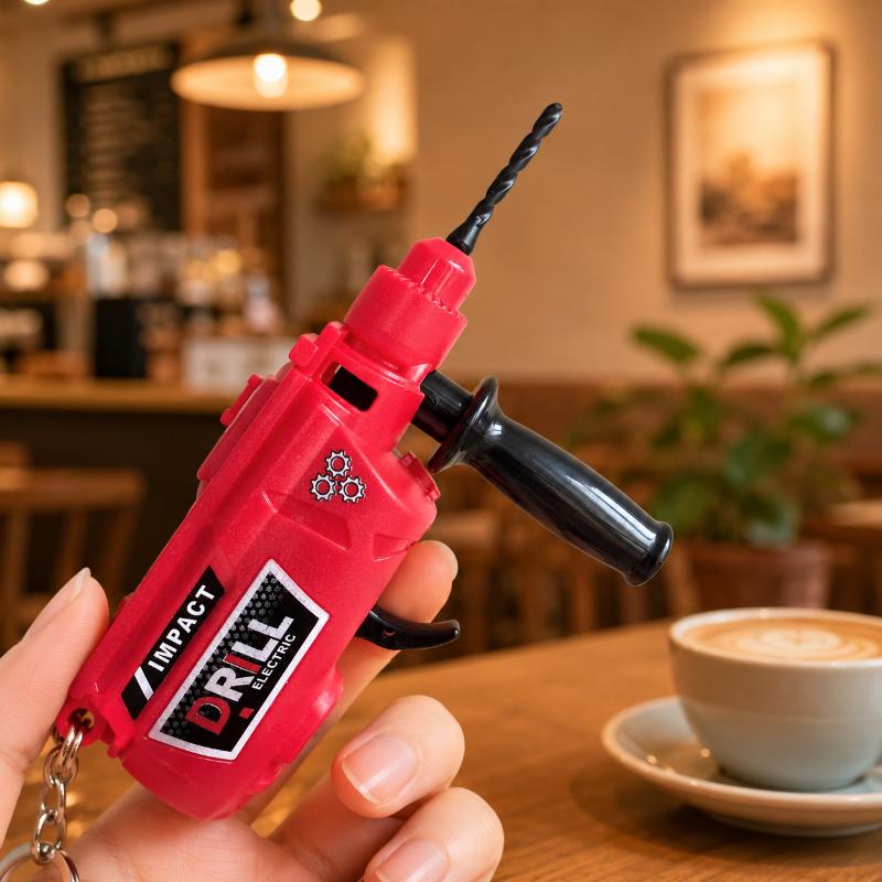 Mini Electric Drill Model Key Rings For Adults Kids Stress Relief Realistic Bag Pendant Key Decor