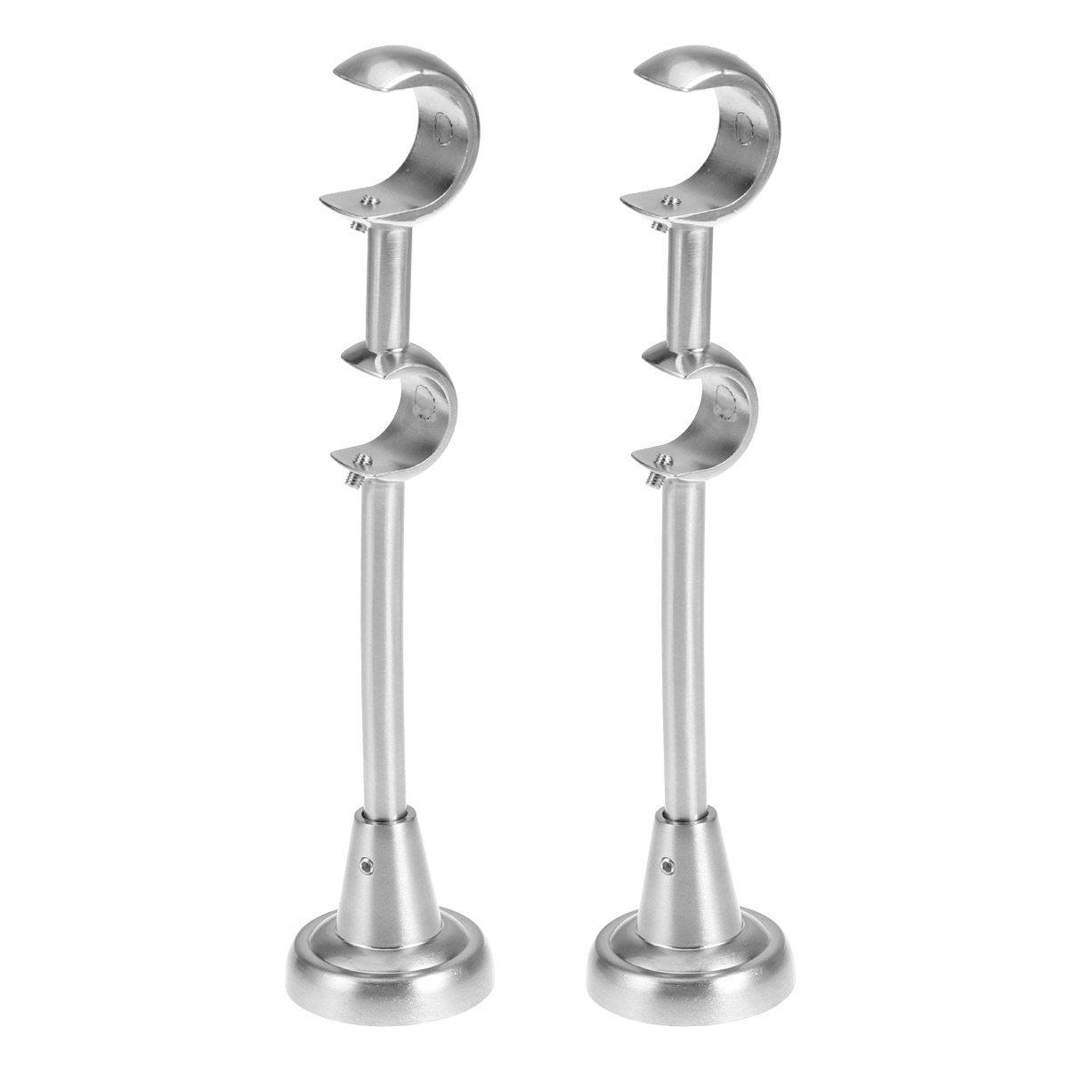 

2Pcs Double Curtain Rod Brackets 20Mm 25Mm Compatible Heavy Duty Iron Holders Easy Fit Modern Style Window Decoration Mount