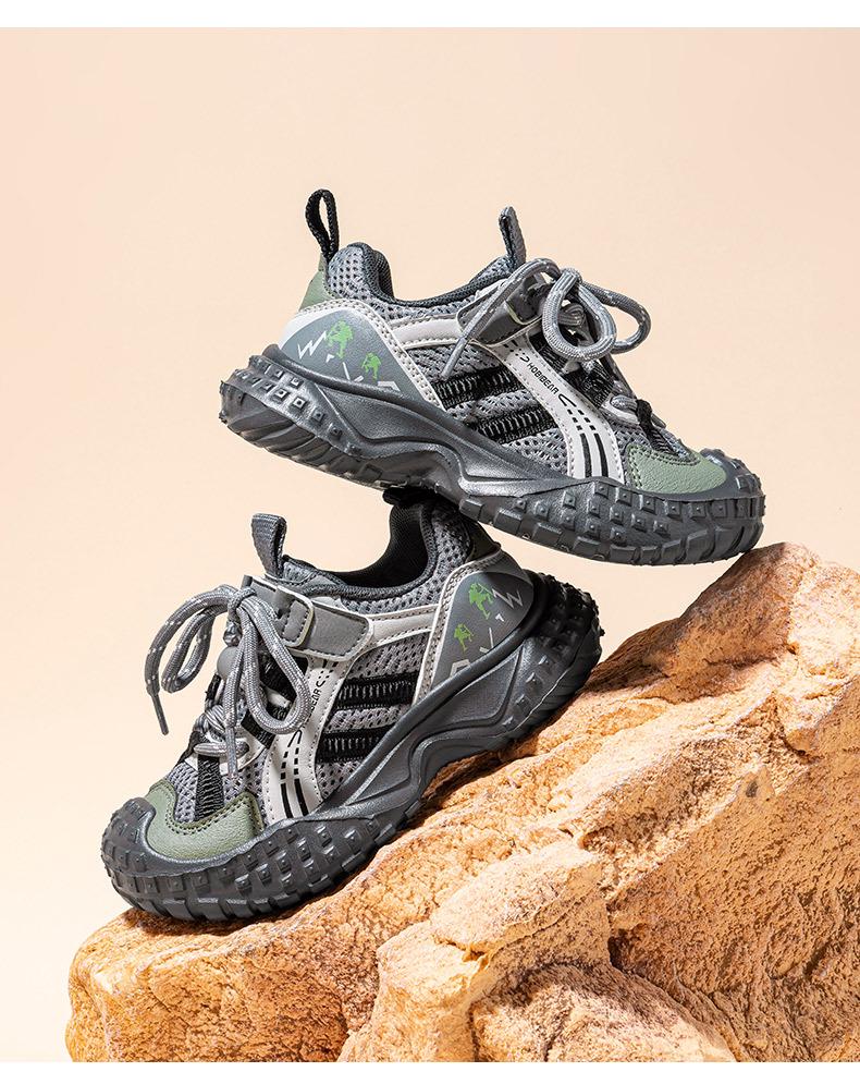 Hapi Bear Double Mesh Kids' Sneakers - Spring/Autumn Casual Fashion with Magic Tape Closure