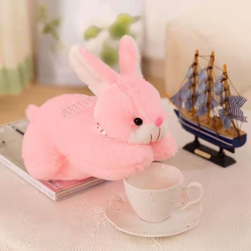 

Couple cute little white rabbit plush toy, lying down doll rag doll children s gift, jade rabbit doll 25cm рожевий