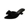 Women's Summer Butterfly-knot Low Heel Slippers Elegant Open Toe Party Dress Shoes Fashion Outdoor Ladies Slides