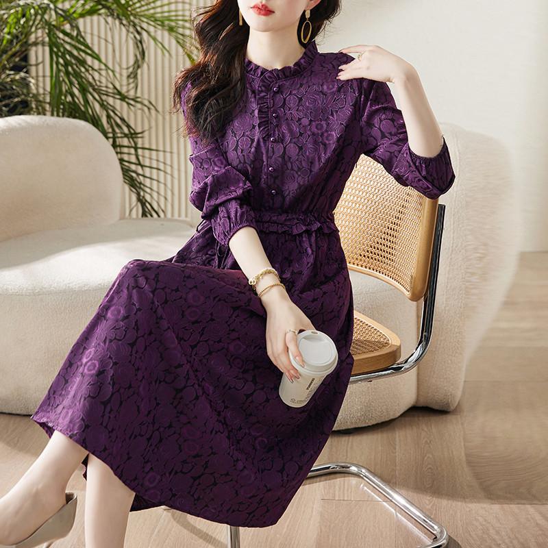 

Женское весеннее фиолетовое платье большого размера с обтягивающей юбкой на шнуровке большого размера для женщин 5XL