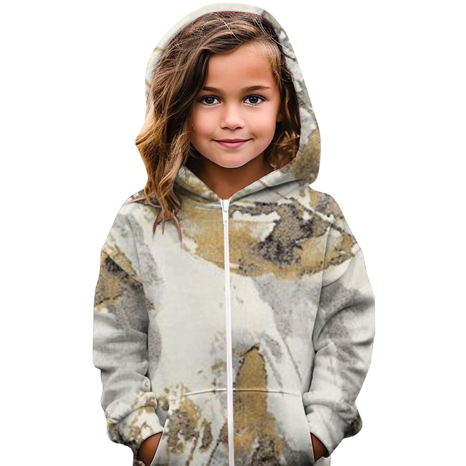 

Детский повседневный кардиган с капюшоном и принтом листьев 90