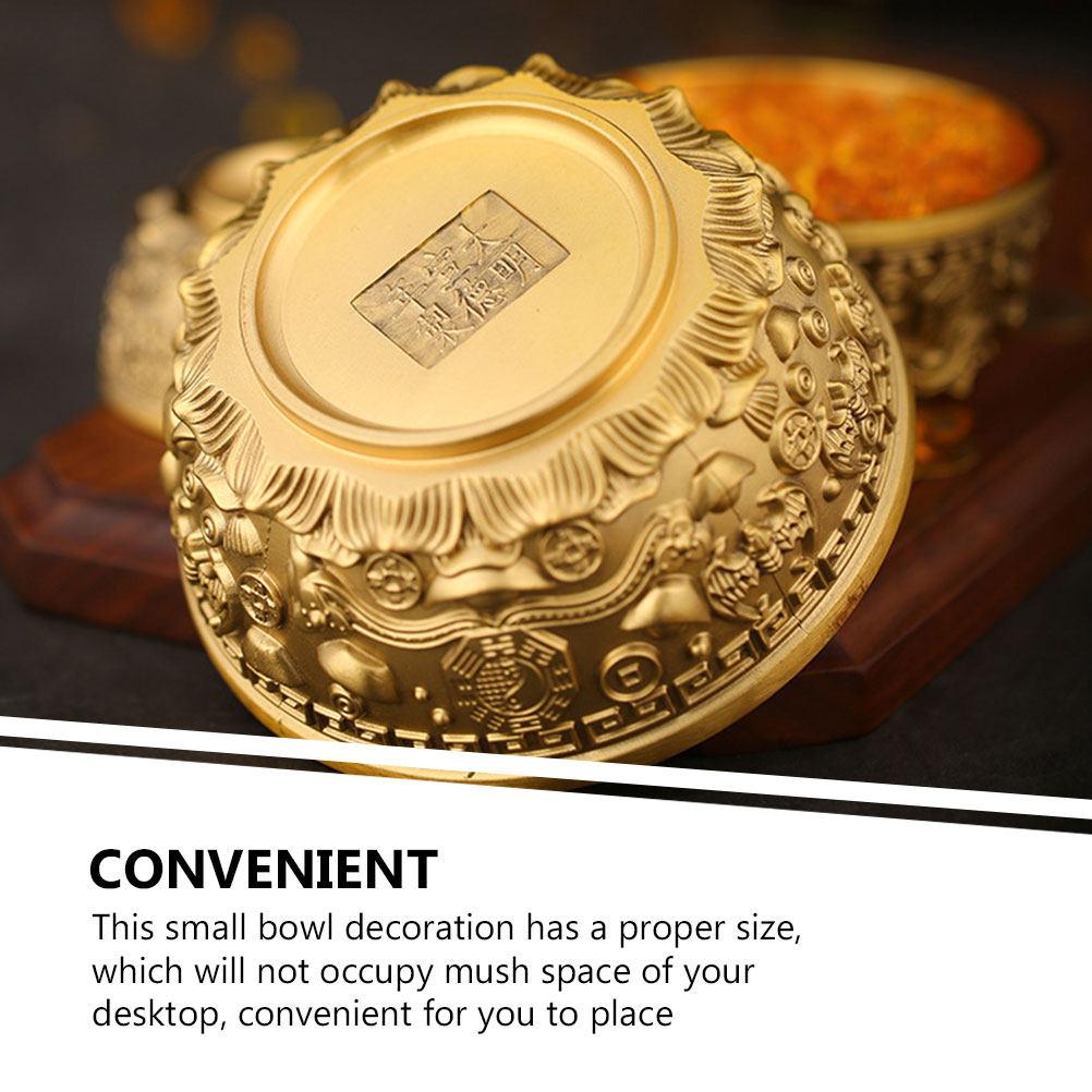 Decorative Brass Fortune Bowl Unique Metal Treasure Basin for Tabletop Home Decor Ideal Gift for Family Friends