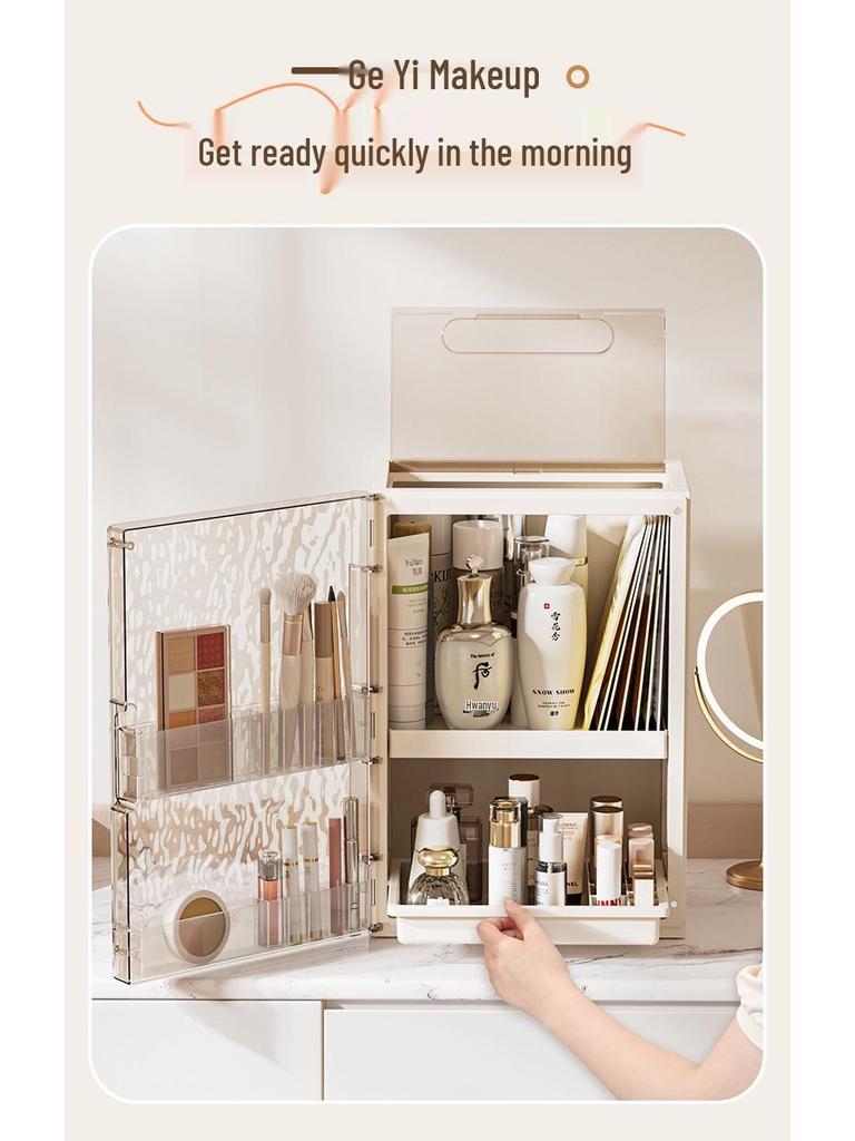 Elegant Folding Desktop Storage: Plastic Lipstick & Cosmetics Organizer