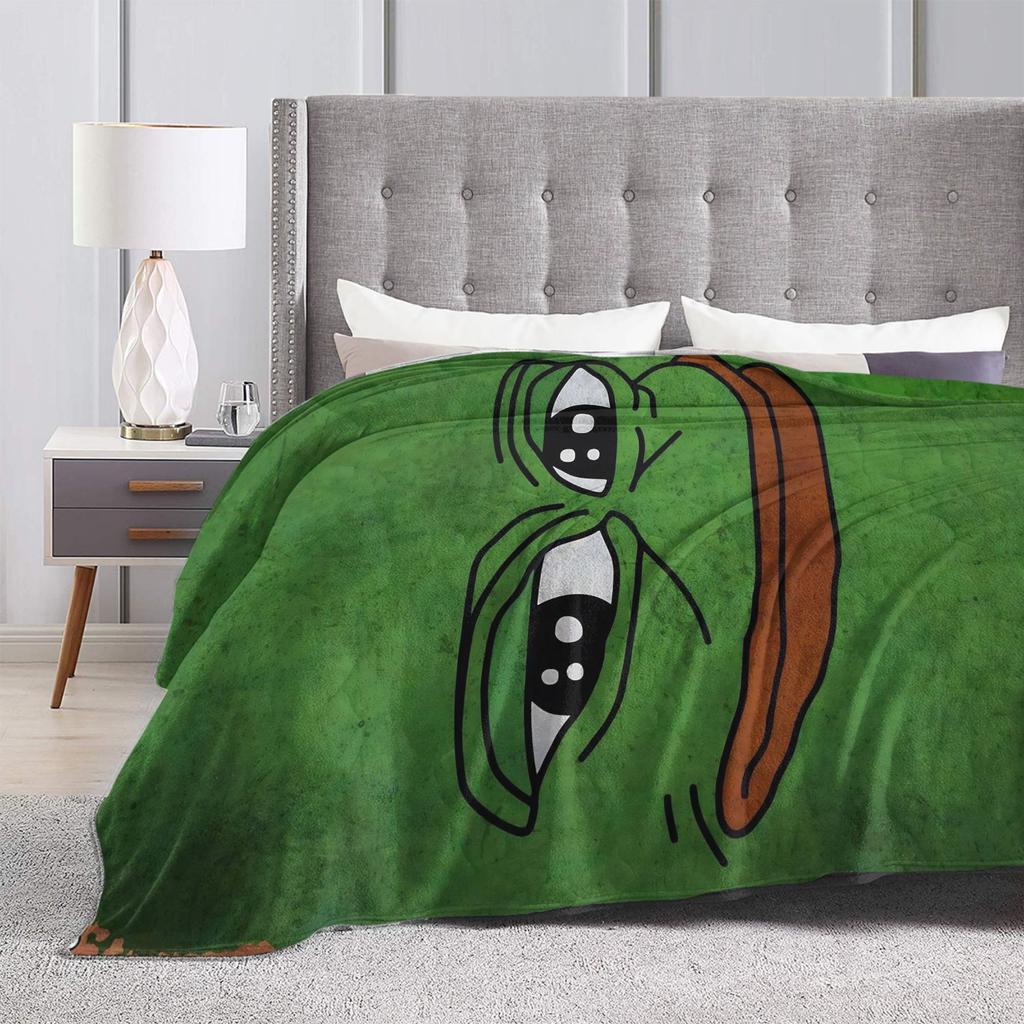 Sad P-Pepe Frog Meme Flannel Blanket Winter Soft Throw Blanket for Children Living Room Novelty Bedspread Sofa Bed Cover