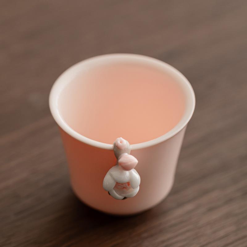 Rosa Blume Teetasse Handbemalte Keramik Teetassen Meistertasse Kleine Verkostungstasse Persönlicher Teebecher Zen Kung Fu Haushalts-Teeservice