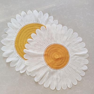 Rundes Tischset mit Sonnenblumen-Baumwollfaden, Häkelstickerei, Tischset, staubdicht, Stickbezug, Tischdecke, 35 cm