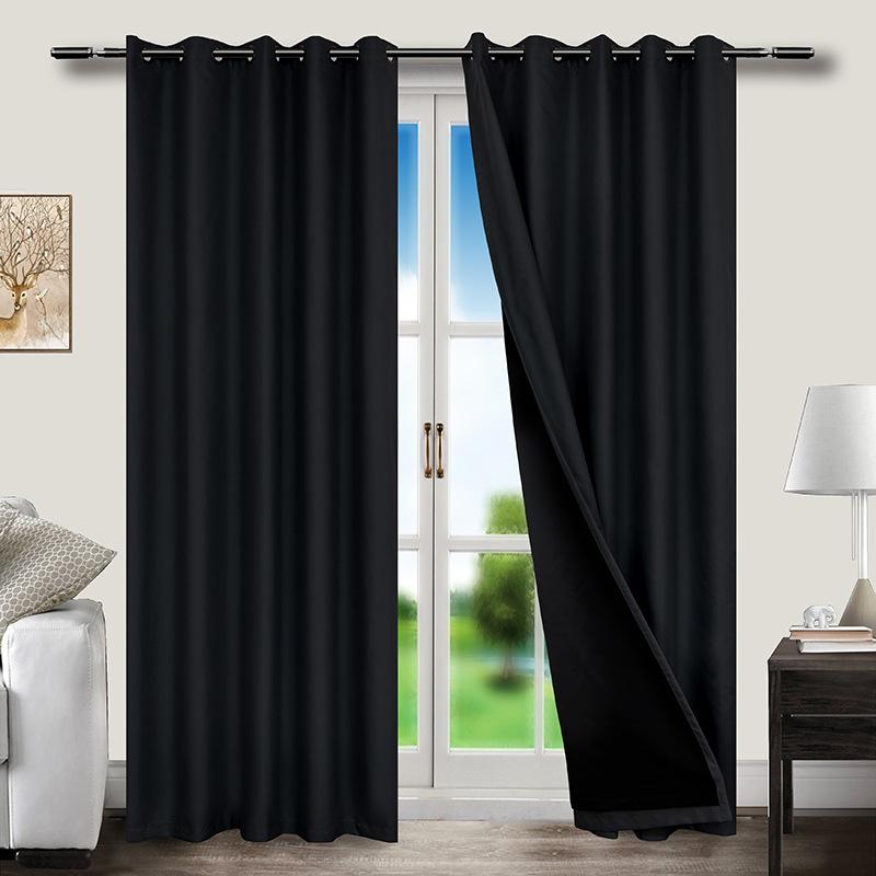 Simple Plain Curtain Cloth, Living Room Bedroom Balcony High Blackout Curtain Finished Product, Can Be