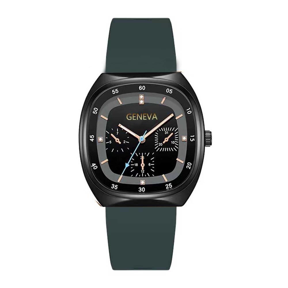 "Versatile Green Square Quartz Watch - Fashionable Digital Luminous Design for Couples"