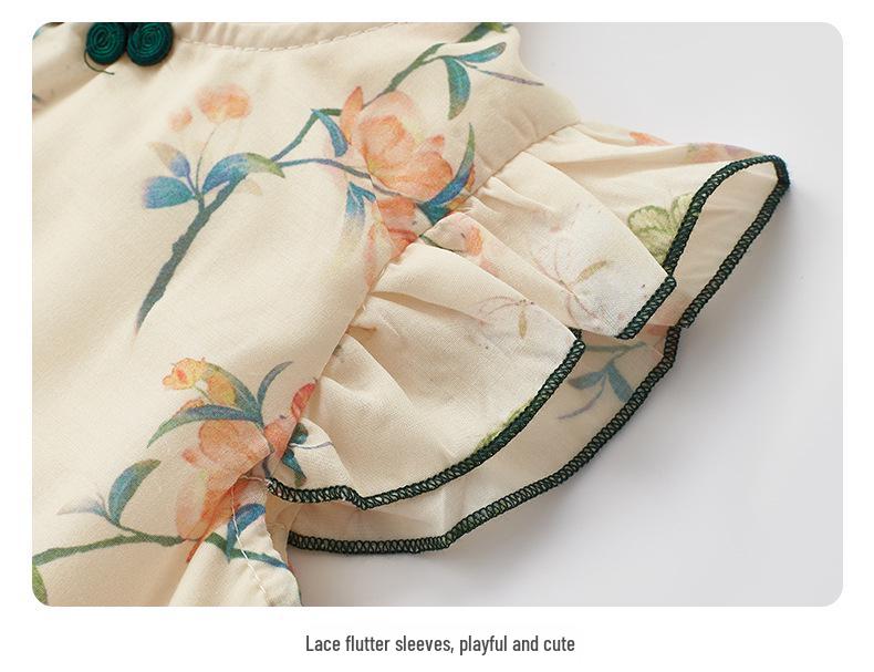 Baby Girl Sleeveless Qipao Dress with Pan Buckle - Summer 2025 Fly Sleeve Style