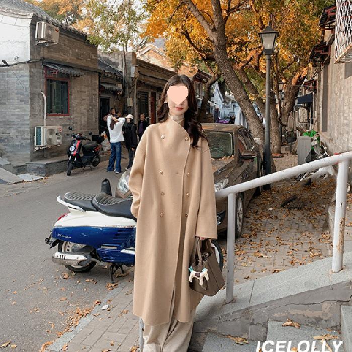 

Top Korean-Style Women s Retro Wool Coat: Medium-Length, Thickened for Autumn/Winter 2XL