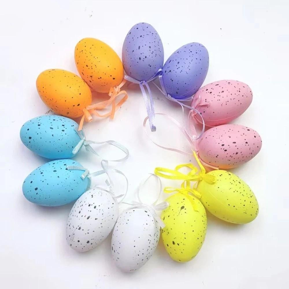 12Pcs/Set Cartoon Easter Hand Painted Egg Easter Egg Artificial Egg Pendant Party Decoration