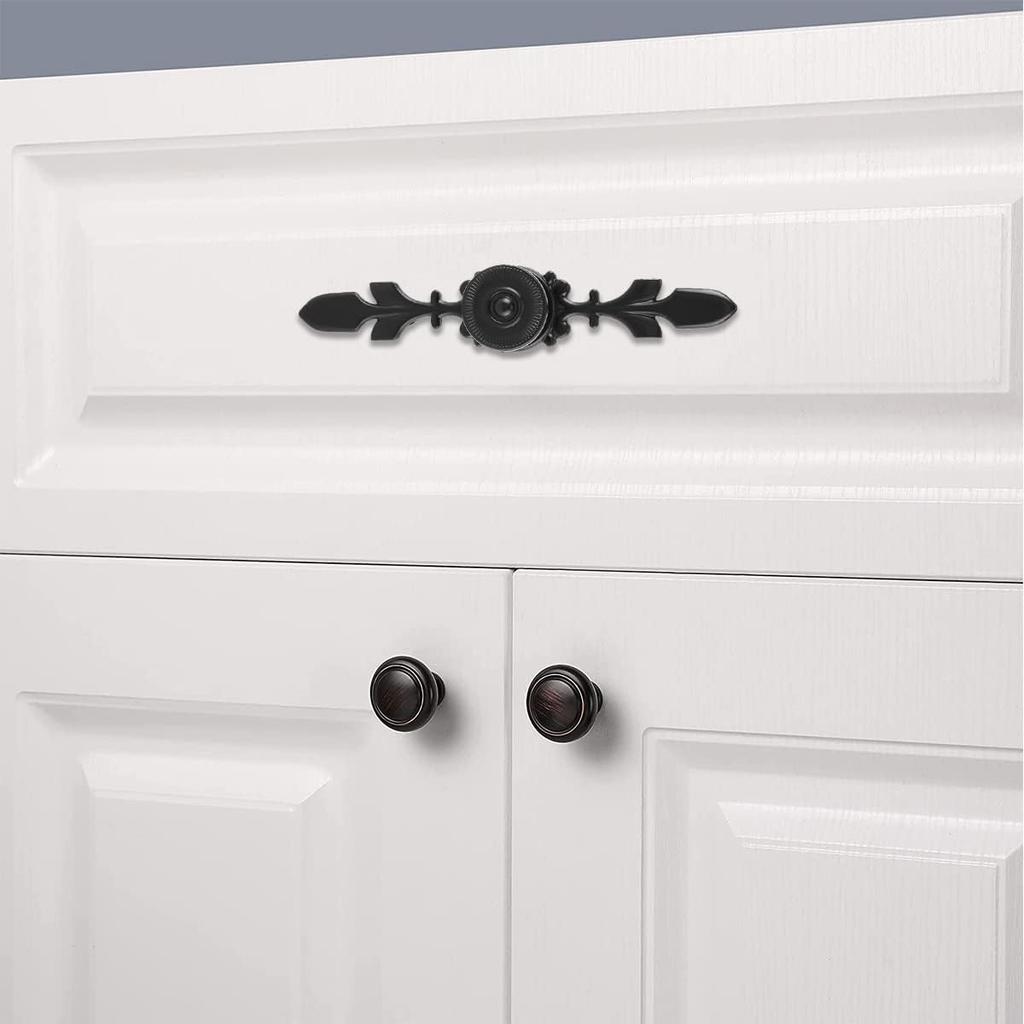 Pull Handle, Vintage Style Zinc Alloy Door Knob with Screw, Fit for Drawer Cabinet, 4-Pack (Black)