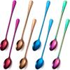 8 Pieces Long Handle Tea Spoon Stainless Steel Coffee Mixing Spoons Teaspoon for Mixing, Cocktail Stirring, Coffee, Milkshake, Cold Drink, 7.48 Inch