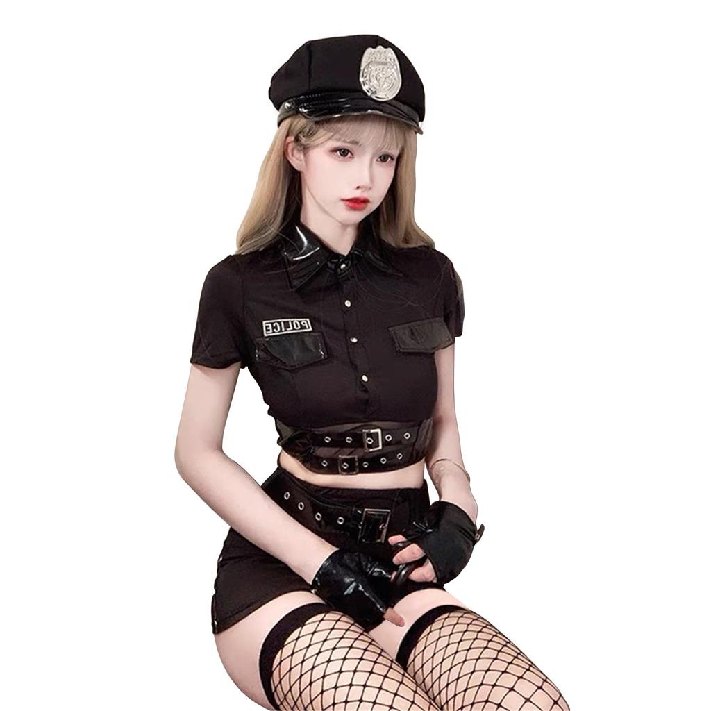 Sexy Police Cosplay Set Police Costume Party Fancy Dress Miniskirt Police Policewoman Uniform Cosplay Miniskirt Cute Halloween Event Cultural Festival
