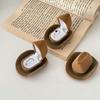 Woody Hat Ring Box With Leather Material For Valentines Day Gift And Proposal Keepsake