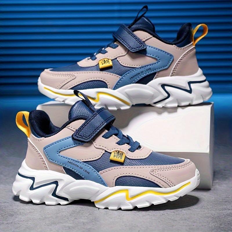 Kids Breathable Mesh Synthetic Leather Sneakers Boys Running Basketball Casual