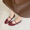 French low-heeled silver square-headed Mary Jane single shoes women's shoes spring and autumn 2025 new summer small red shoes