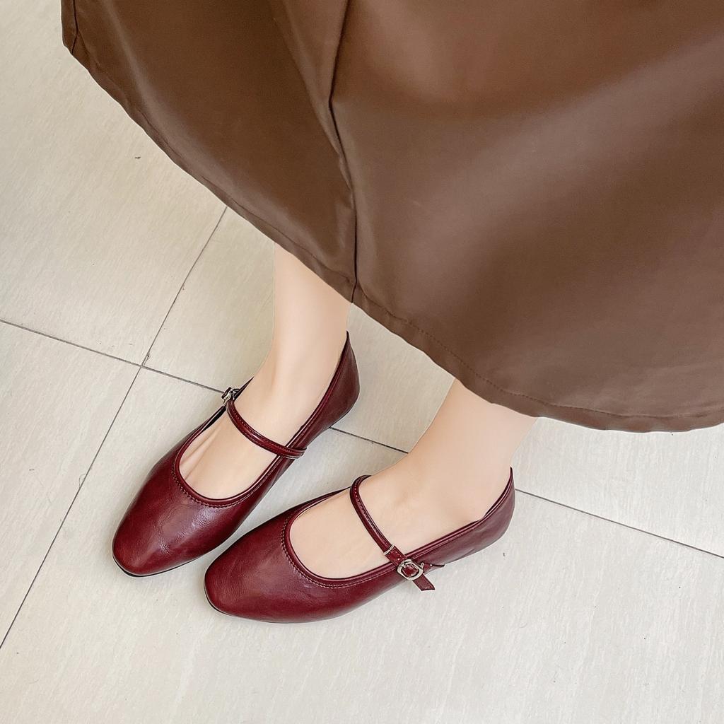 French low-heeled silver square-headed Mary Jane single shoes women's shoes spring and autumn 2025 new summer small red shoes