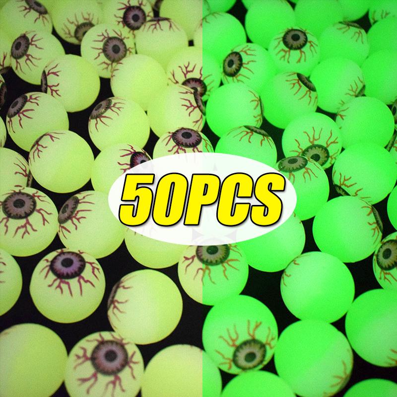 5/50pcs Glow In The Dark Bouncy Ball Halloween Eyeball Decoration Haunted House Home Bar Horror Props Luminous Fake Eyeballs