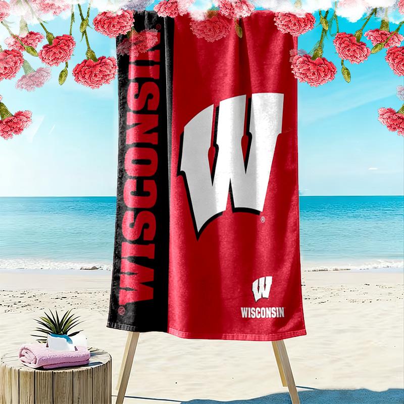 Wisconsin Badgers Druck Strandtuch, Großes Weiches Schnelltrocknendes Handtuch für Strand Camping Schwimmen