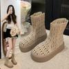 Fashion Hot Selling Women 2025 New Summer Suede Vintage Hollow Out Women Ankle Boots Anti-slip Fashion Breathable Platform Female Boots