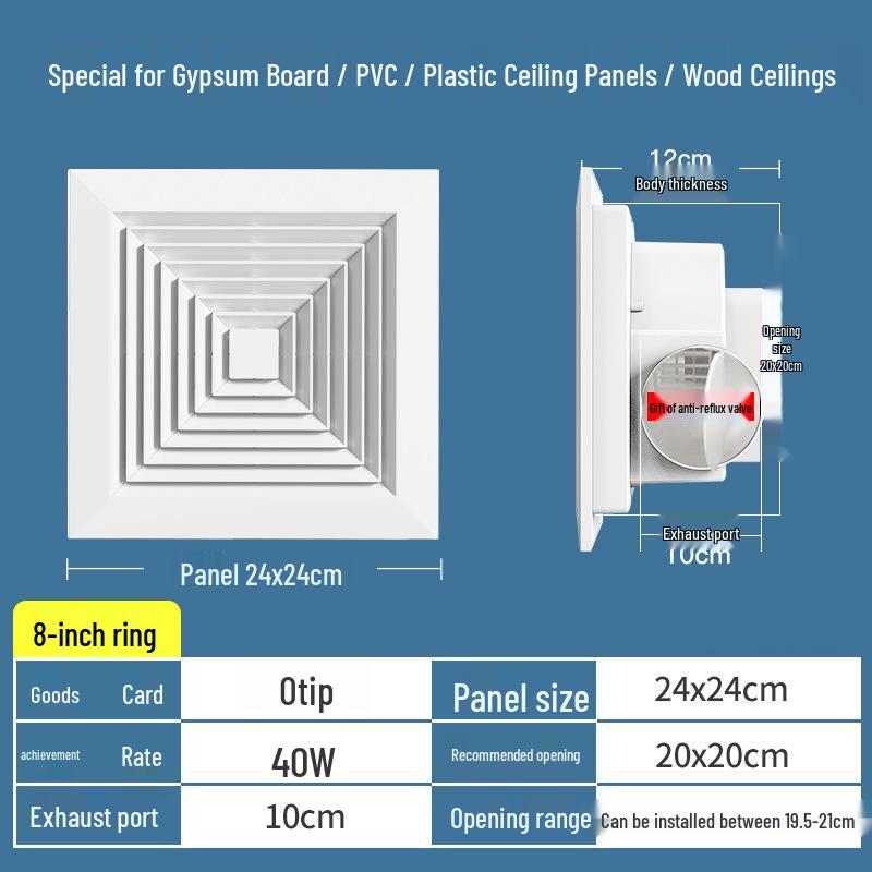 Chess & Card Room Ventilation Fan: Powerful, Silent Ceiling-Mounted Exhaust for Kitchen & Bathroom